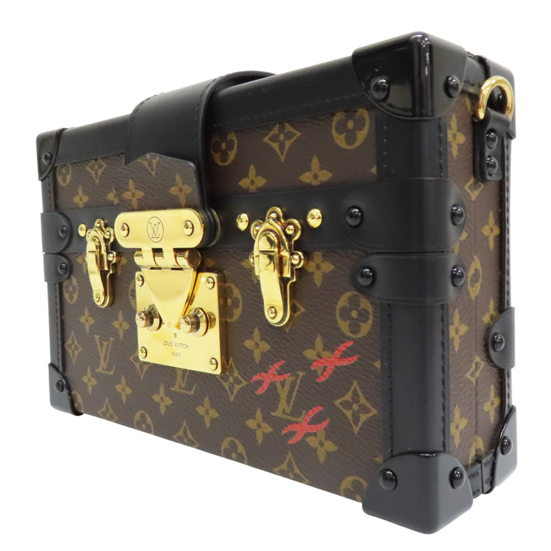棕色 原花 帆布 黑色 牛皮飾邊 PETITE MALLE 硬殼包【LOUIS VUITTON LV 路易威登】 M45943-2