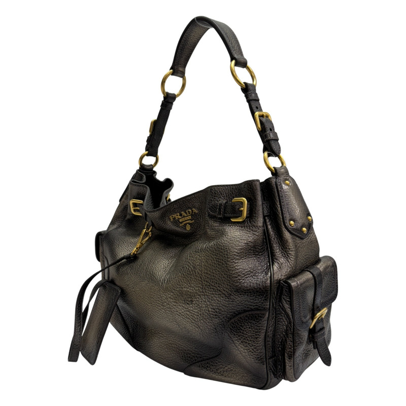 金屬棕色 Daino 皮革 肩背包【PRADA 普拉達】 BR3778 BR3778-1