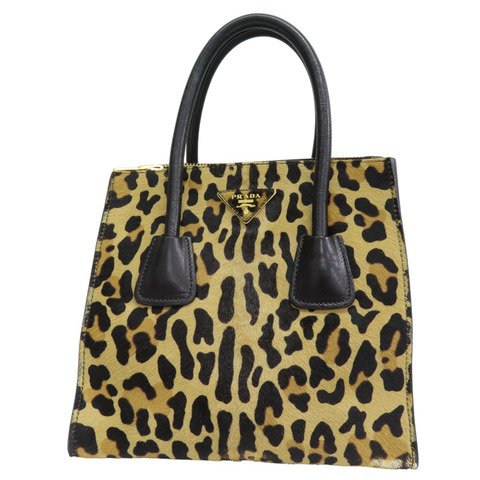 豹紋 毛料 手提包 無背帶【PRADA 普拉達】