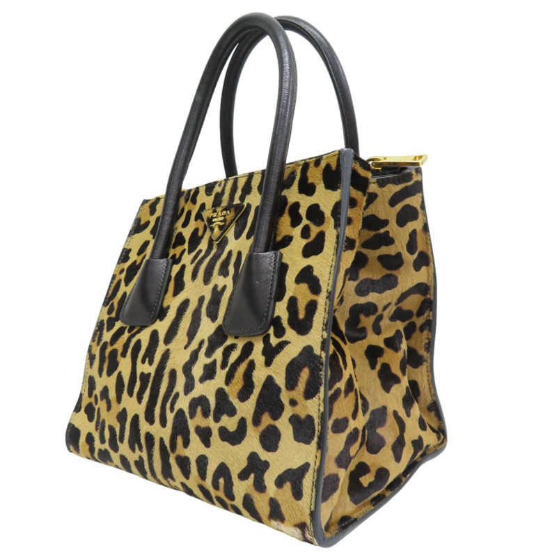 豹紋 毛料 手提包 無背帶【PRADA 普拉達】-2