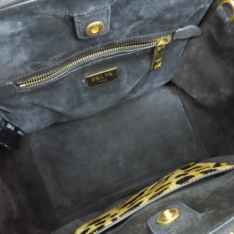 豹紋 毛料 手提包 無背帶【PRADA 普拉達】-4