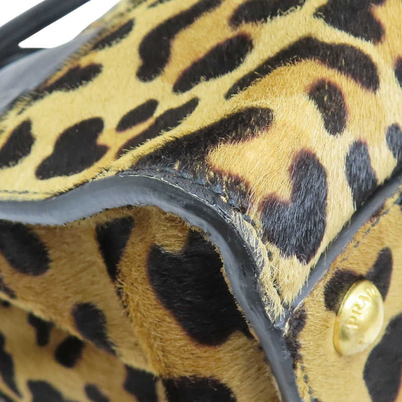 豹紋 毛料 手提包 無背帶【PRADA 普拉達】-9