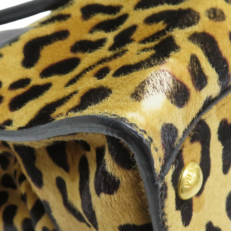 豹紋 毛料 手提包 無背帶【PRADA 普拉達】-11