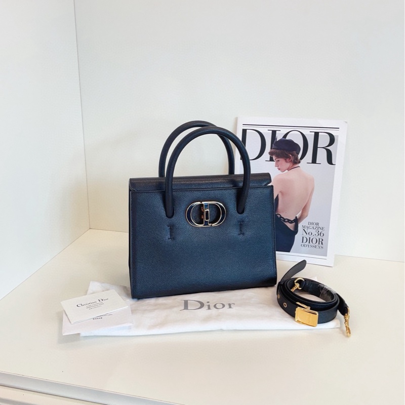 【98新🆕】Dior St Honore手提/斜挎包 黑金琺瑯CD扣 掌紋牛皮 有Dior‘kelly包’之稱⭐️小號噢-0