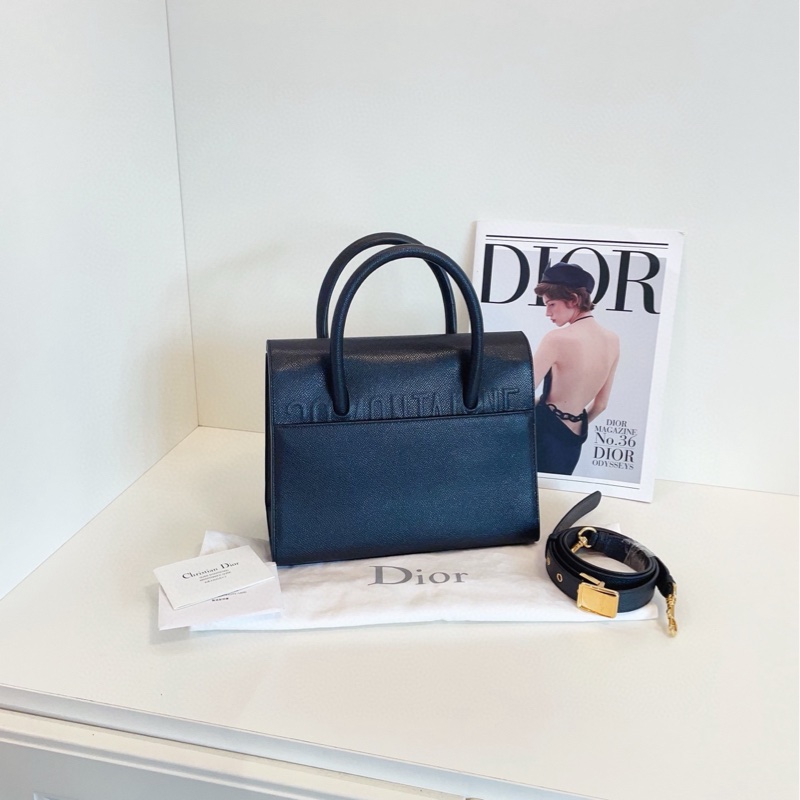 【98新🆕】Dior St Honore手提/斜挎包 黑金琺瑯CD扣 掌紋牛皮 有Dior‘kelly包’之稱⭐️小號噢-1