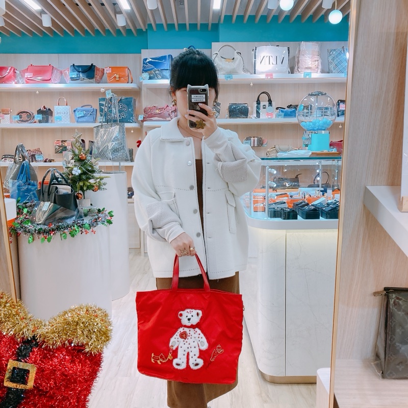 MS0395 PRADA 普特拉白色熊仔尼龍手拿包包TEDDY BEAR 30CM TOTE BAG NYLON-1