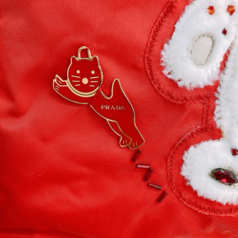 MS0395 PRADA 普特拉白色熊仔尼龍手拿包包TEDDY BEAR 30CM TOTE BAG NYLON-23