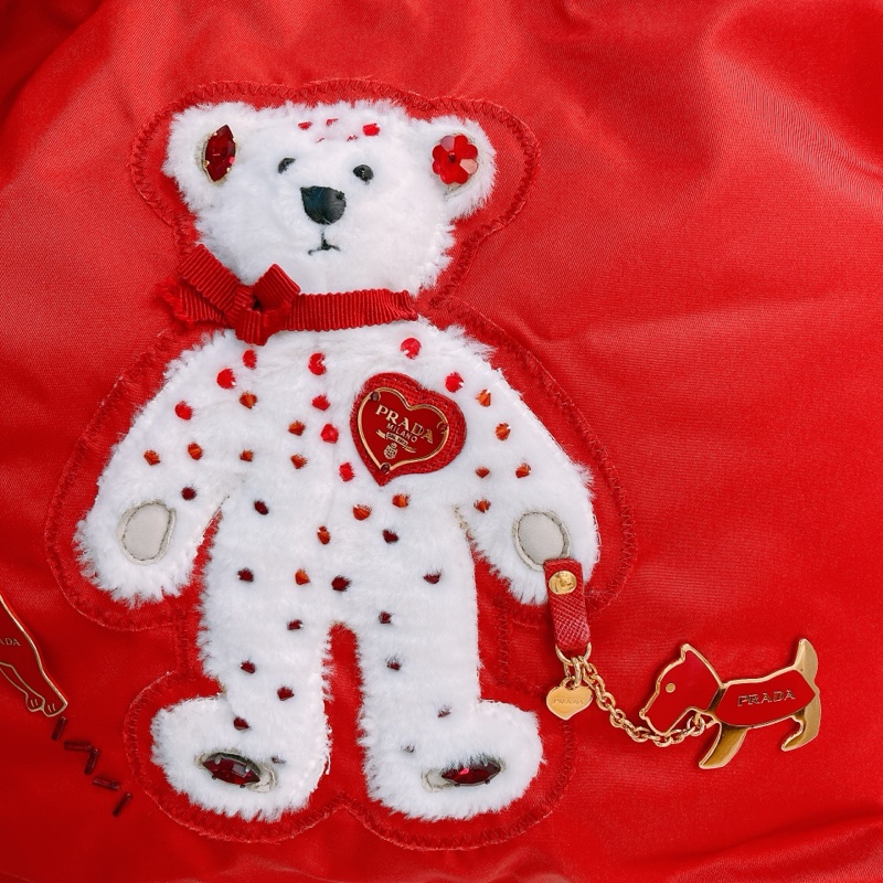 MS0395 PRADA 普特拉白色熊仔尼龍手拿包包TEDDY BEAR 30CM TOTE BAG NYLON-24
