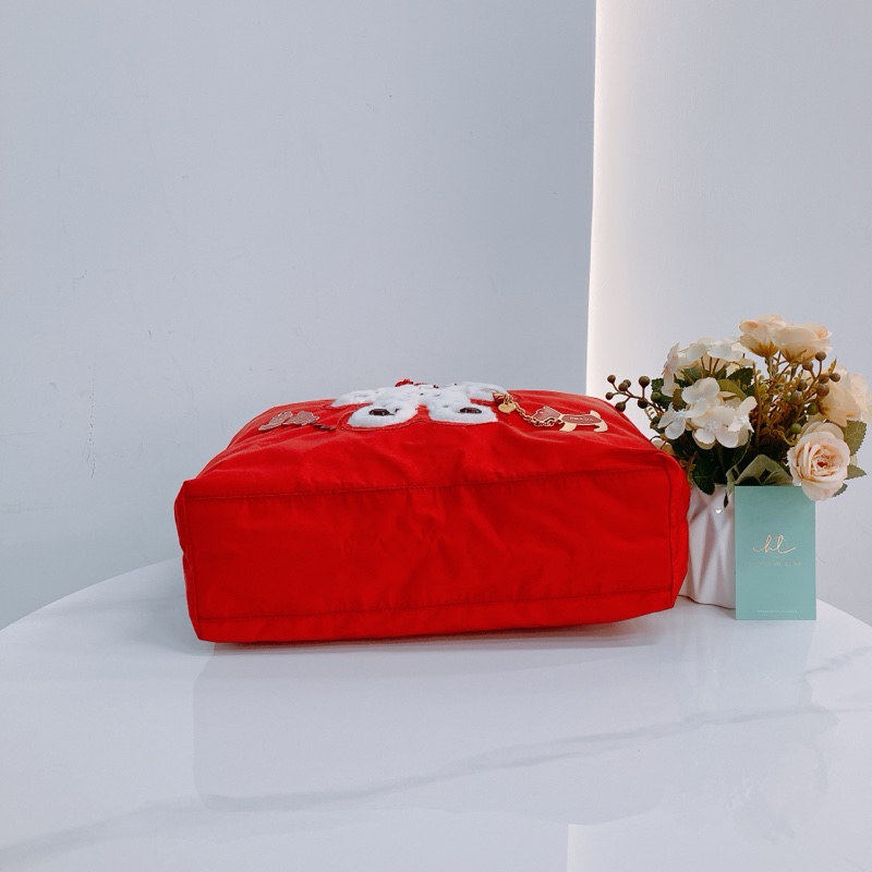 MS0395 PRADA 普特拉白色熊仔尼龍手拿包包TEDDY BEAR 30CM TOTE BAG NYLON-30