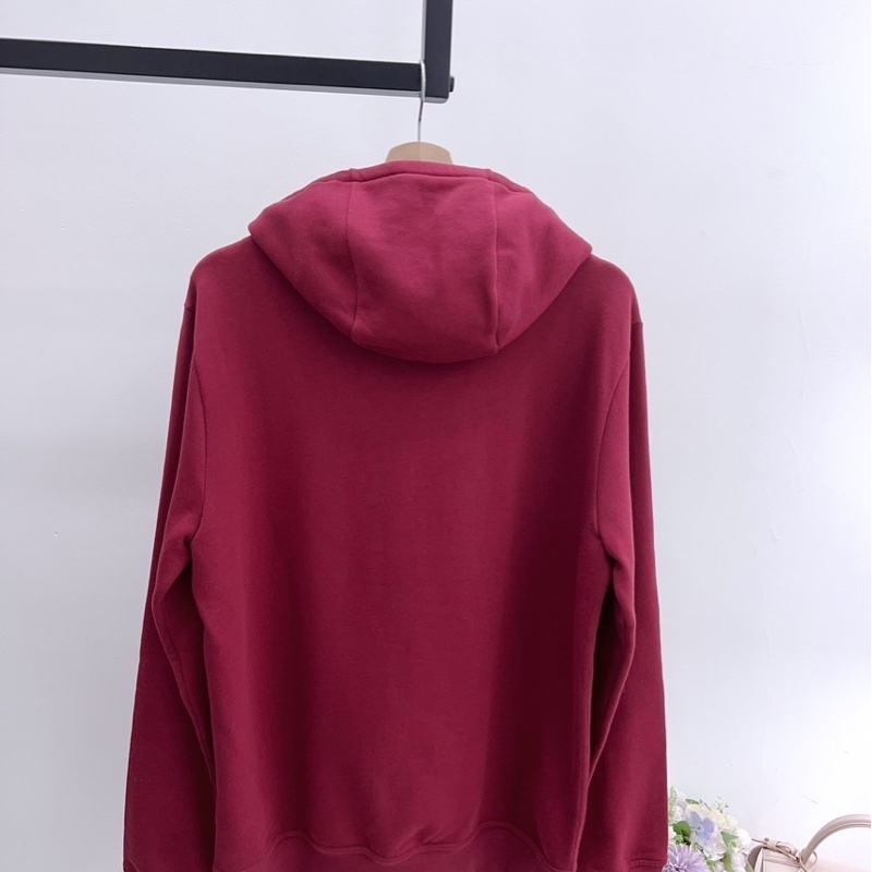 Hermes 衣服 愛馬仕 酒紅色抓絨衛衣 馬鐙拼皮 99新帶吊牌 M碼 胸圍112衣-2