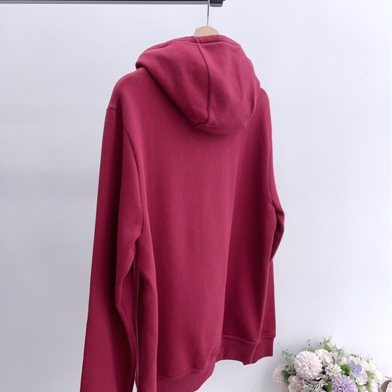 Hermes 衣服 愛馬仕 酒紅色抓絨衛衣 馬鐙拼皮 99新帶吊牌 M碼 胸圍112衣-3