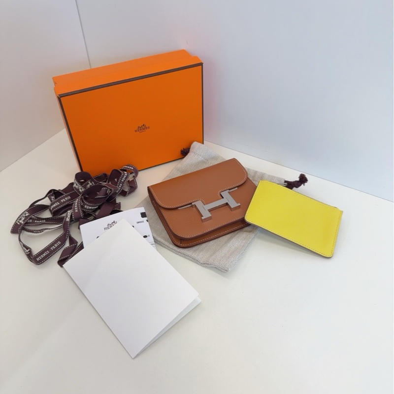 【未使用大全套全膜🆕】Hermes🐎constance slim康康 錢包/腰包 U刻 金棕銀扣 子包是俏皮🍋檸檬黃-2