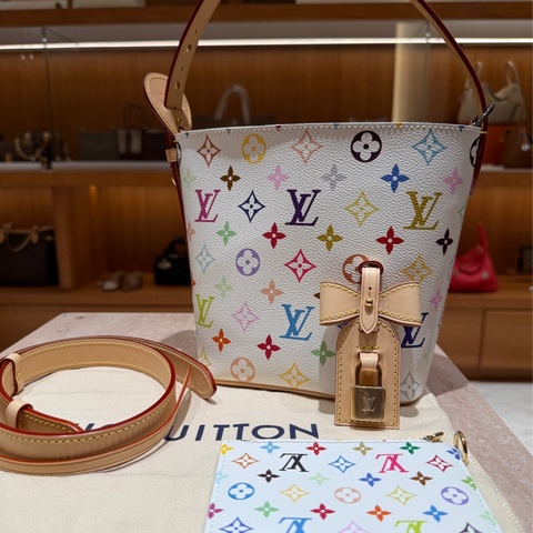 Louis Vuitton x TM All In BB 村上隆白三彩水桶包