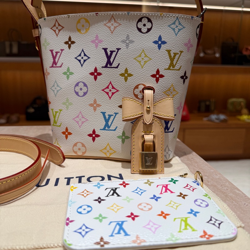 Louis Vuitton x TM All In BB 村上隆白三彩水桶包-9