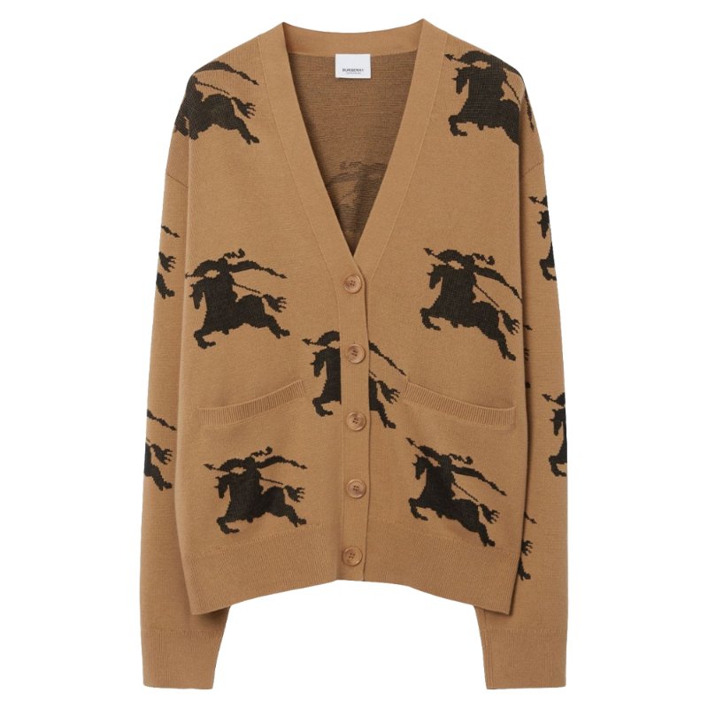 Burberry EKD Cotton Silk Cardigan for Women in Camel/Black - 8070328-Camel_Black ( Size: S / M / L )-0