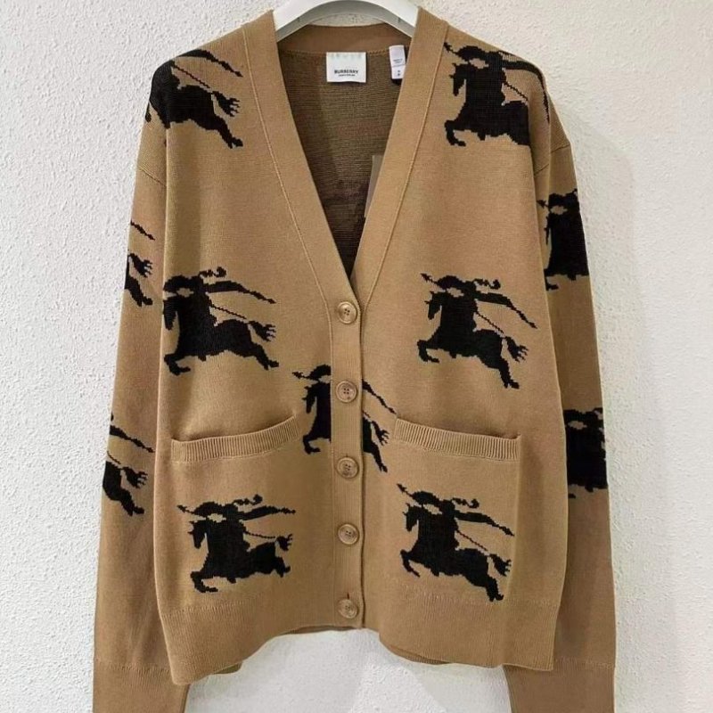 Burberry EKD Cotton Silk Cardigan for Women in Camel/Black - 8070328-Camel_Black ( Size: S / M / L )-1