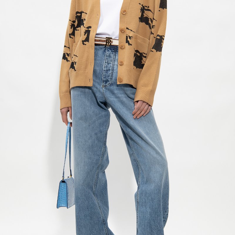 Burberry EKD Cotton Silk Cardigan for Women in Camel/Black - 8070328-Camel_Black ( Size: S / M / L )-2