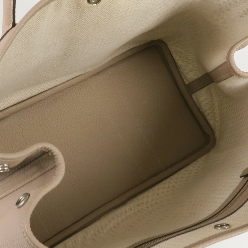 HERMES Negonda皮革Garden Party PM銀扣手挽袋Etoupe-4