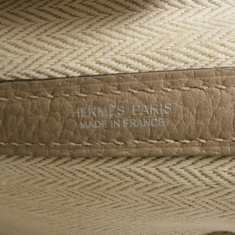 HERMES Negonda皮革Garden Party PM銀扣手挽袋Etoupe-5