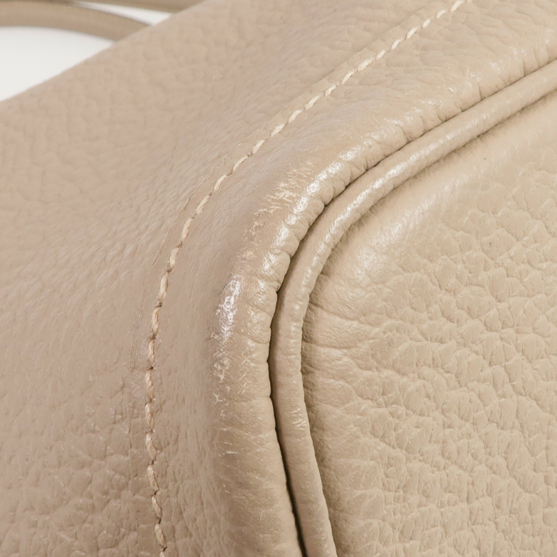 HERMES Negonda皮革Garden Party PM銀扣手挽袋Etoupe-9