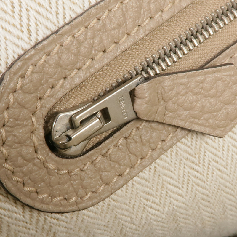 HERMES Negonda皮革Garden Party PM銀扣手挽袋Etoupe-13