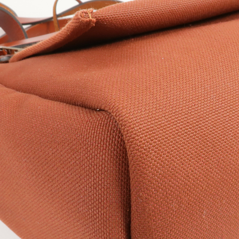 HERMES 帆布Herbag PM銀扣手挽肩背兩用袋Rouge H-13