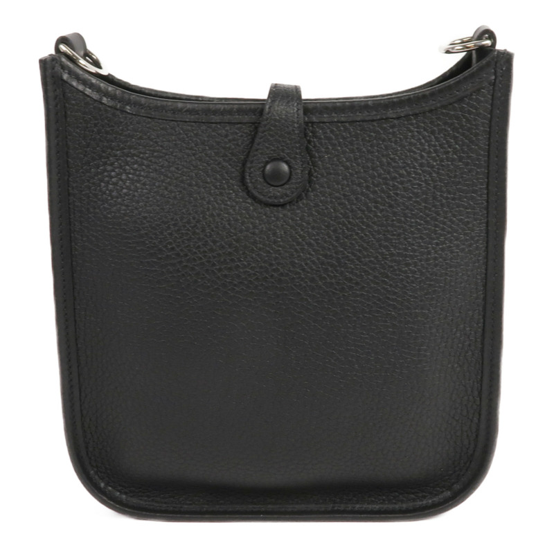 HERMES Clemence皮革Evelyne TPM銀扣肩背袋Noir-1