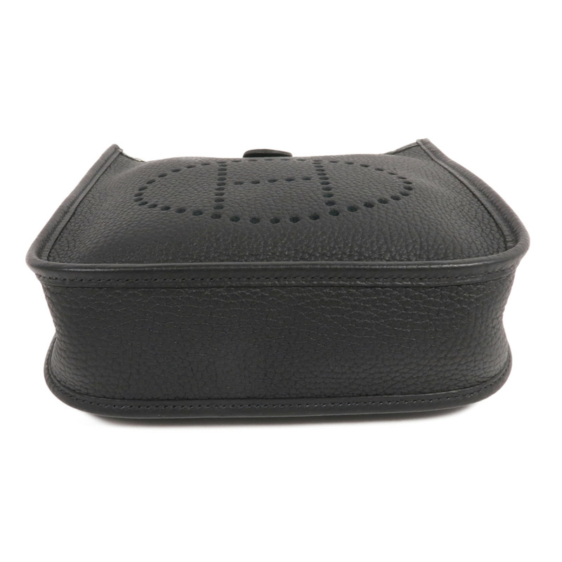 HERMES Clemence皮革Evelyne TPM銀扣肩背袋Noir-3