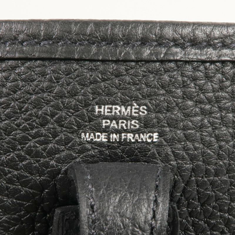 HERMES Clemence皮革Evelyne TPM銀扣肩背袋Noir-5