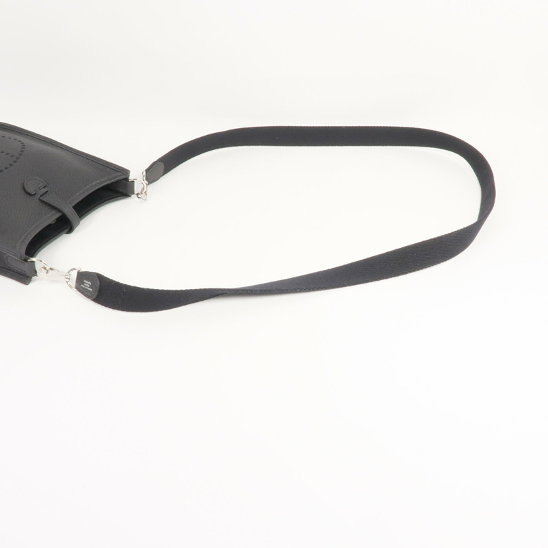 HERMES Clemence皮革Evelyne TPM銀扣肩背袋Noir-7