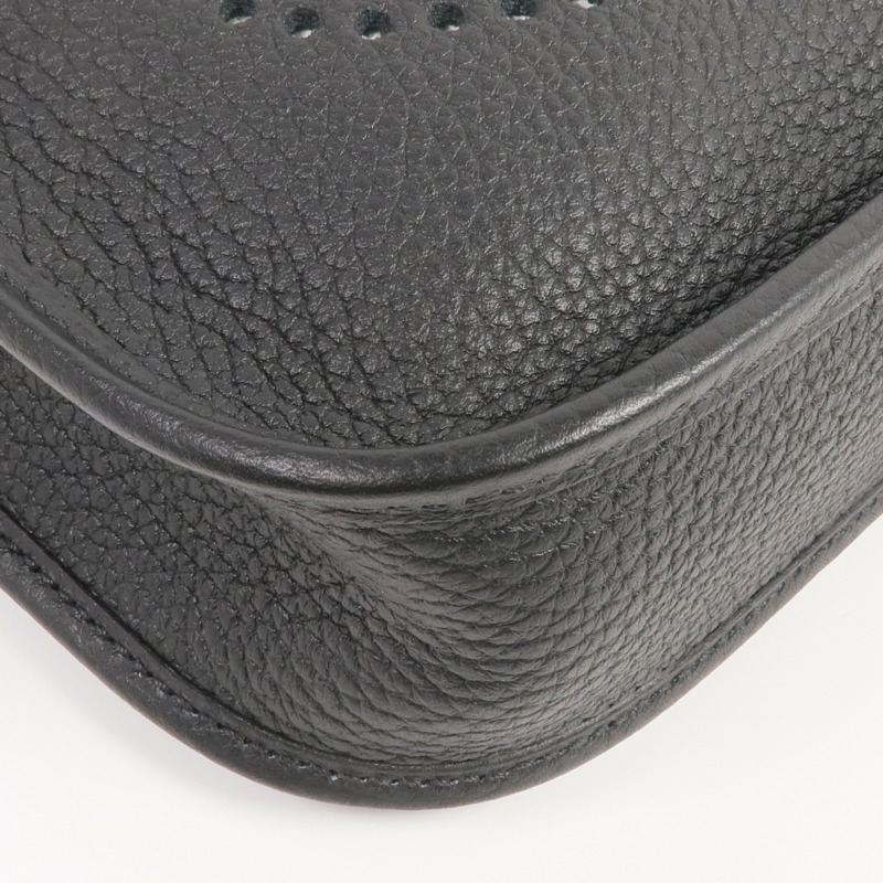 HERMES Clemence皮革Evelyne TPM銀扣肩背袋Noir-9