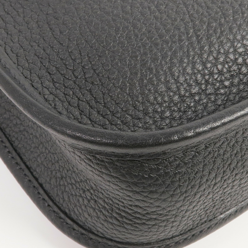HERMES Clemence皮革Evelyne TPM銀扣肩背袋Noir-11