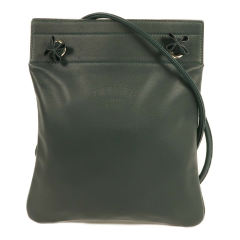 HERMES Swift皮革Aline銀扣肩背袋Green