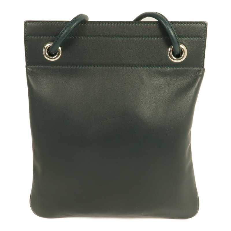 HERMES Swift皮革Aline銀扣肩背袋Green-1