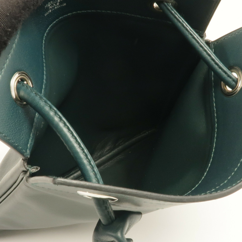 HERMES Swift皮革Aline銀扣肩背袋Green-4