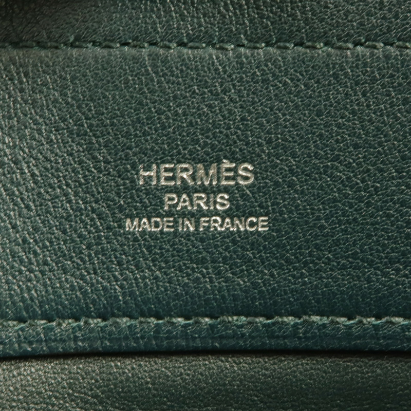 HERMES Swift皮革Aline銀扣肩背袋Green-5
