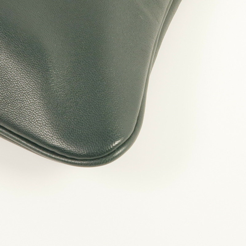 HERMES Swift皮革Aline銀扣肩背袋Green-10