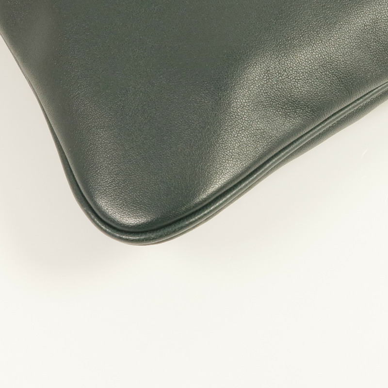 HERMES Swift皮革Aline銀扣肩背袋Green-13