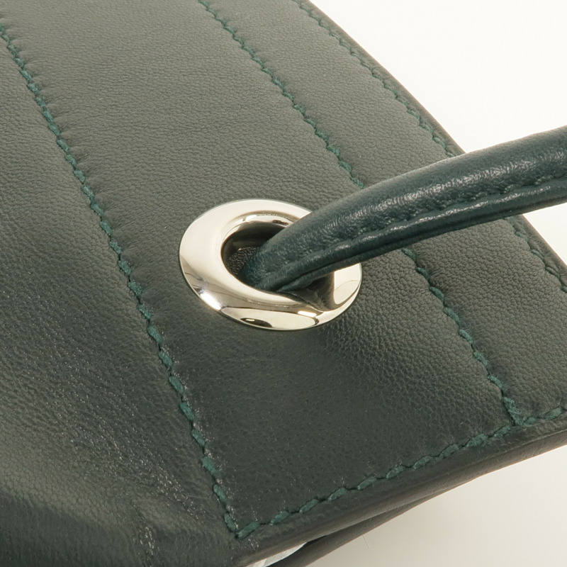 HERMES Swift皮革Aline銀扣肩背袋Green-14