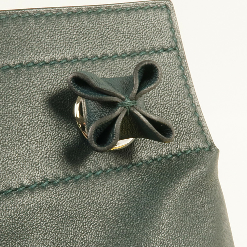 HERMES Swift皮革Aline銀扣肩背袋Green-15