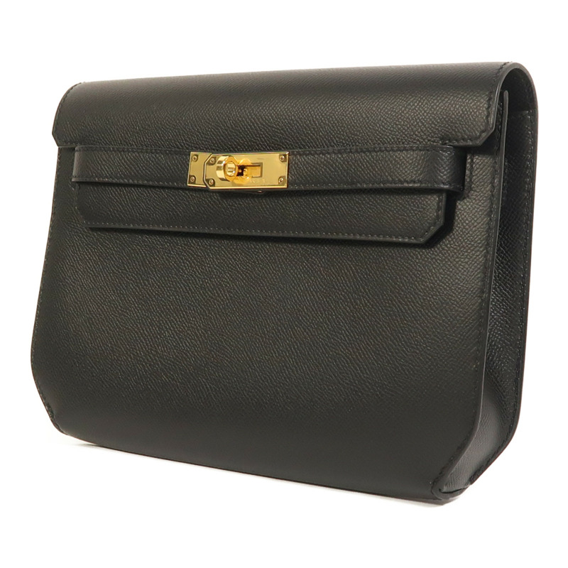 HERMES Epsom皮革Kelly Depeches 25金扣手拿包-2