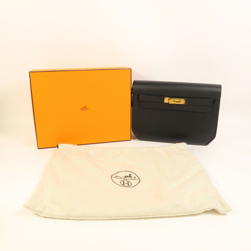 HERMES Epsom皮革Kelly Depeches 25金扣手拿包-8