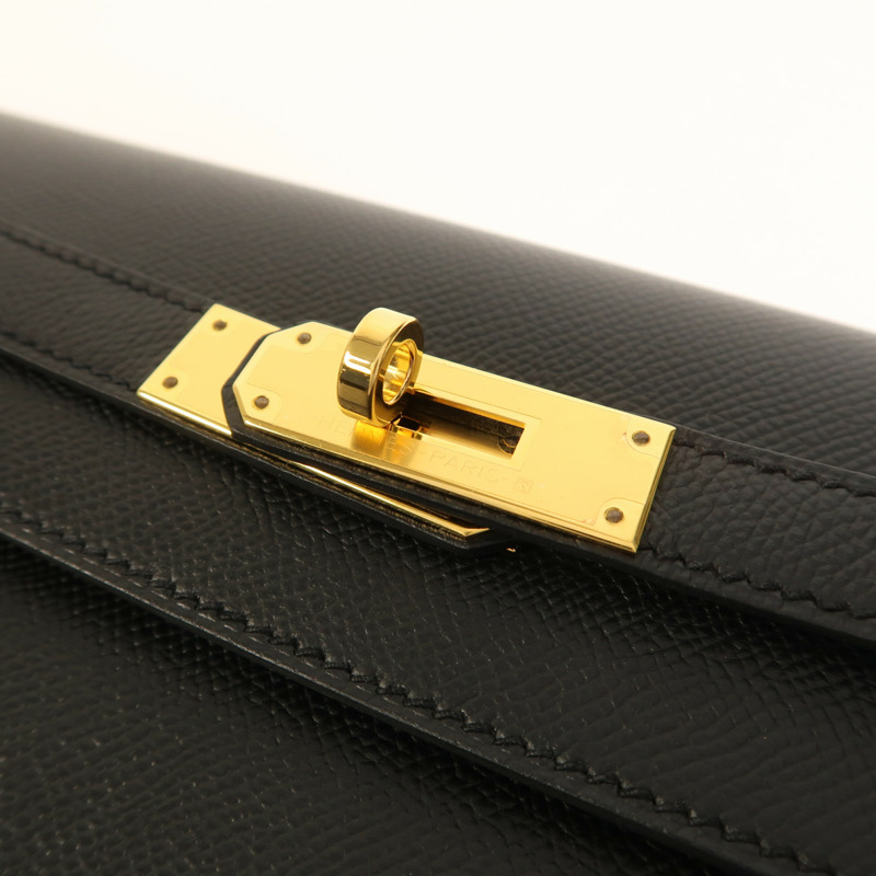 HERMES Epsom皮革Kelly Depeches 25金扣手拿包-9