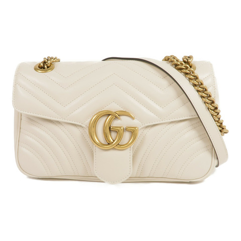 GUCCI 羊皮皮革GG Marmont金扣鏈帶肩背袋