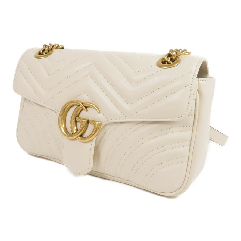 GUCCI 羊皮皮革GG Marmont金扣鏈帶肩背袋-2