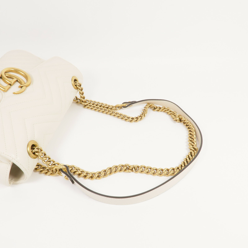 GUCCI 羊皮皮革GG Marmont金扣鏈帶肩背袋-7