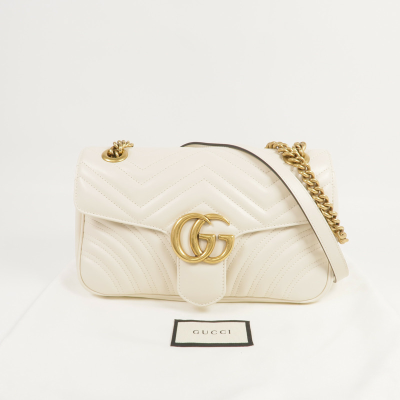 GUCCI 羊皮皮革GG Marmont金扣鏈帶肩背袋-8