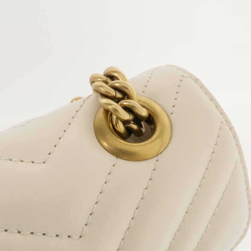 GUCCI 羊皮皮革GG Marmont金扣鏈帶肩背袋-10