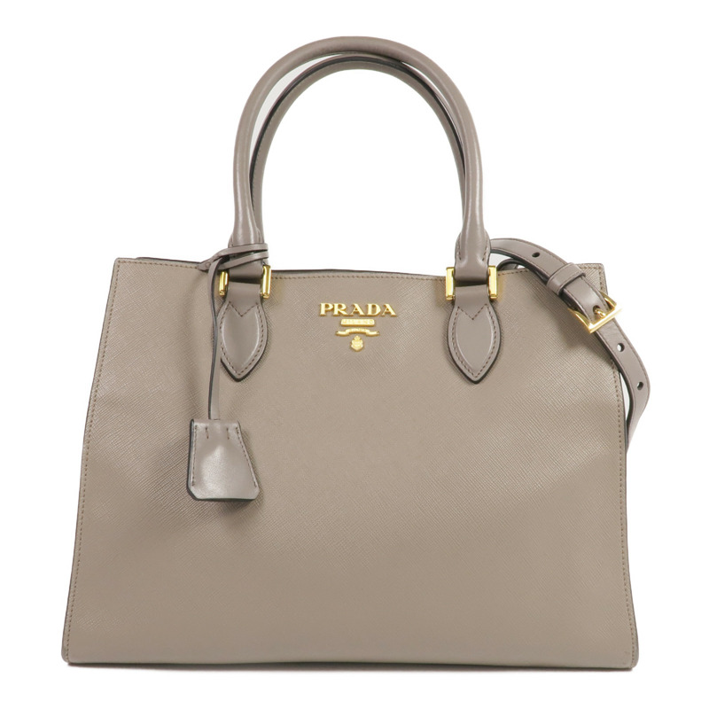 PRADA Saffiano皮革2Way Shoulder Bag金扣手挽肩背兩用袋-0