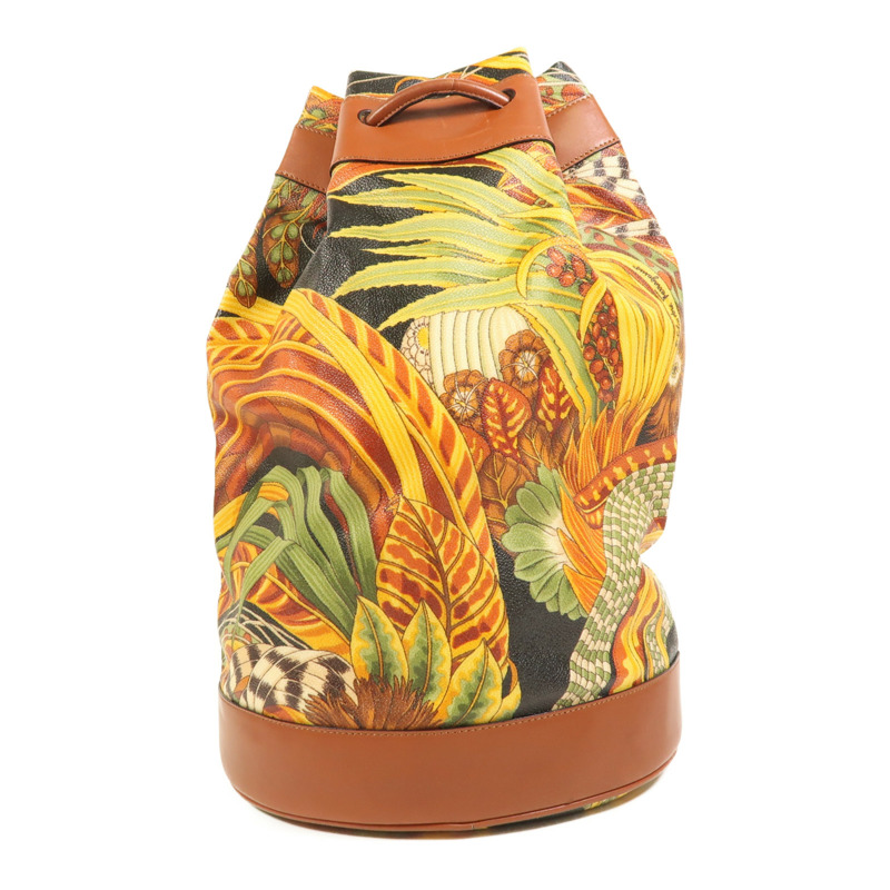 Salvatore Ferragamo 塗層帆布/牛皮皮革Rucksack金扣背包-0